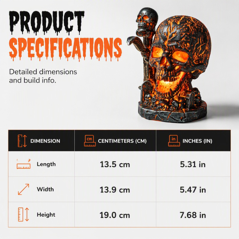 📢📢40% OFF !! ⏰Halloween Resin Skull Lamp Glowing Tabletop Ornament