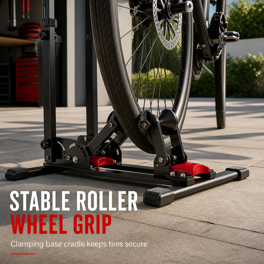 🚲 Vertical Bike Parking Rack: Foldable Steel Stand, Adjustable Height, Space-Saving