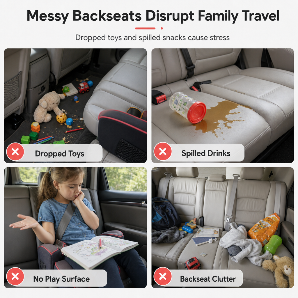 ⏳Time-Limited Special⏰Kids Car Seat Travel Tray – Drawing Board & Storage Organizer 🎨